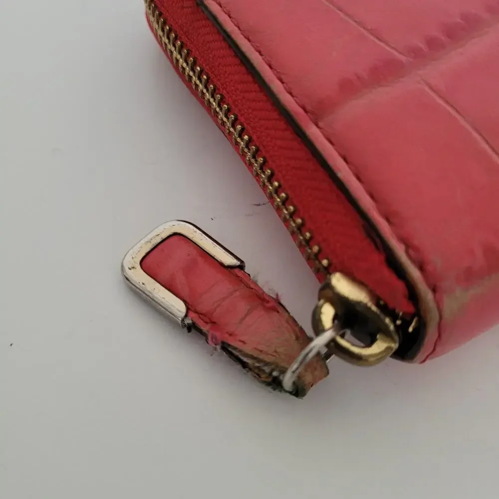 Coach‎ Leather Wallet Croc Salomon Red Zip Around Large Clutch Geniue Leather